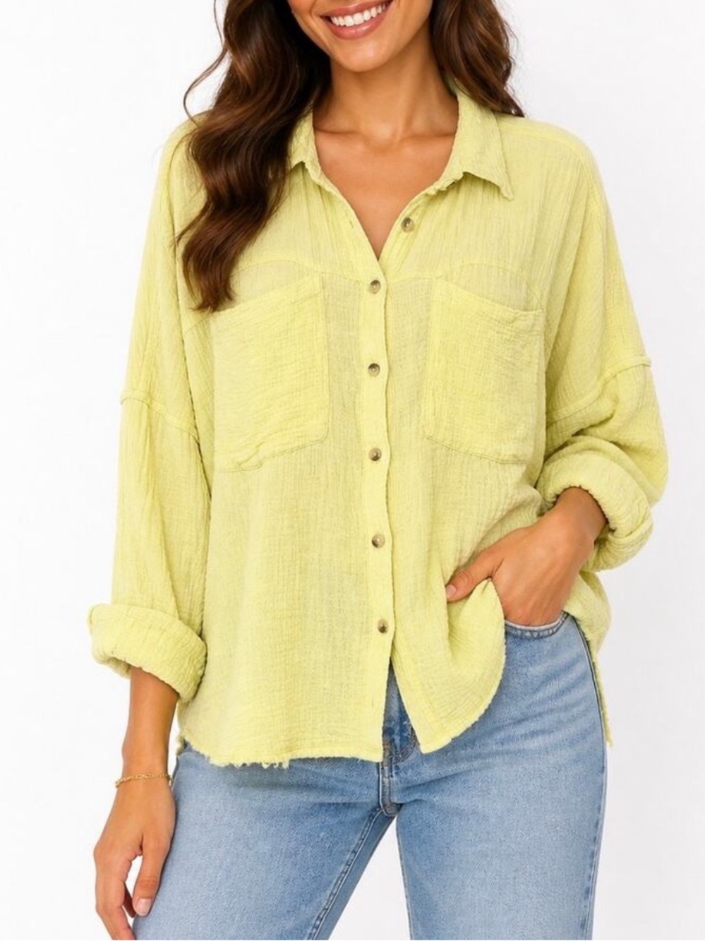Free People Early Bloomer lime top